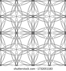 Seamless pattern in art Nouveau style.Complex geometric pattern.A pattern of fine lines.Black ornament on a white background.For decorating fabric, paper, Wallpaper and packaging.Mesh pattern.
