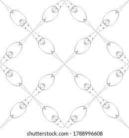 Patrón inmaculado en estilo Art Nouveau.Patrón geométrico complejo.Patrón de malla.Patrón de líneas finas.Lugar negro delgado sobre un fondo blanco.Para decorar tela, papel, papel pintado y embalaje.