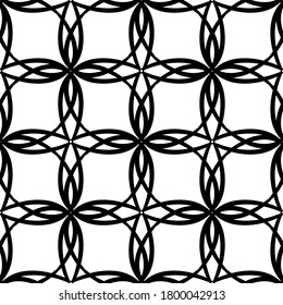 Seamless pattern in art Nouveau style.Complex geometric pattern.Mesh pattern.A pattern of fine lines.Delicate black lace on a white background.For decorating fabric, paper, Wallpaper, and packaging.