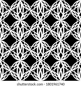 Seamless pattern in art Nouveau style.Complex geometric pattern.Mesh pattern.White pattern on a black background.For decorating fabric, paper, Wallpaper, and packaging.