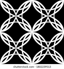 Seamless pattern in art Nouveau style.Complex geometric pattern.Mesh pattern.White pattern on a black background.For decorating fabric, paper, Wallpaper, and packaging.