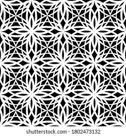 Seamless pattern in art Nouveau style.Complex geometric pattern.Mesh pattern.White pattern on a black background.For decorating fabric, paper, Wallpaper, and packaging.