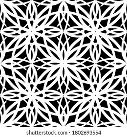 Nahtloses Muster im Jugendstil.Komplexes geometrisches Muster.Mesh Muster.Weiße Muster auf schwarzem Hintergrund.Für die Dekoration von Stoff, Papier, Tapete und Verpackung.
