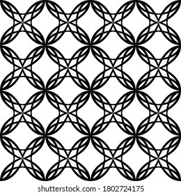 Patrón inmaculado en estilo Art Nouveau.Patrón geométrico complejo.Patrón de malla.Patrón de líneas finas.Lugar negro delgado sobre un fondo blanco.Para decorar tela, papel, papel pintado y embalaje.