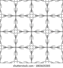 Seamless pattern in art Nouveau style.Complex geometric pattern.Mesh pattern.A pattern of fine lines.Delicate black lace on a white background.For decorating fabric, paper, Wallpaper, and packaging.