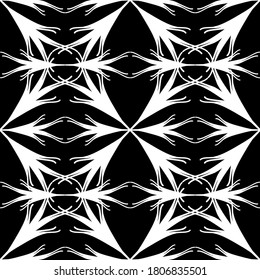 Seamless pattern in art Nouveau style.Complex geometric pattern.Mesh pattern.White pattern on a black background.For decorating fabric, paper, Wallpaper, and packaging.