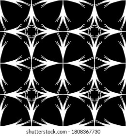 Seamless pattern in art Nouveau style.Complex geometric pattern.Mesh pattern.White pattern on a black background.For decorating fabric, paper, Wallpaper, and packaging.
