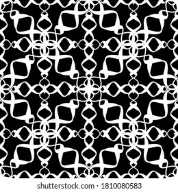 Seamless pattern in art Nouveau style.Complex geometric pattern.Mesh pattern.White pattern on a black background.For decorating fabric, paper, Wallpaper, and packaging.