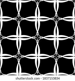 Seamless pattern in art Nouveau style.Complex geometric pattern.Mesh pattern.A pattern of fine lines.White ornament on a black background.For decorating fabric, paper, Wallpaper, and packaging.