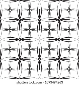 Seamless pattern in art Nouveau style.Complex geometric pattern.Mesh pattern.A pattern of fine lines.Delicate black lace on a white background.For decorating fabric, paper, Wallpaper, and packaging.