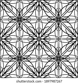 Seamless pattern in art Nouveau style.Complex geometric pattern.Mesh pattern.A pattern of fine lines.Delicate black lace on a white background.For decorating fabric, paper, Wallpaper, and packaging.