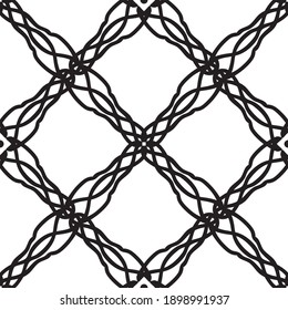 Seamless pattern in art Nouveau style.Complex geometric pattern.Mesh pattern.A pattern of fine lines.Delicate black lace on a white background.For decorating fabric, paper, Wallpaper, and packaging.