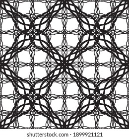 Seamless pattern in art Nouveau style.Complex geometric pattern.A pattern of fine lines.Delicate black lace on a white background.Mesh pattern.For decorating fabric, paper, Wallpaper, and packaging.