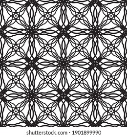 Seamless pattern in art Nouveau style.Complex geometric pattern.A pattern of fine lines.Delicate black lace on a white background.Mesh pattern.For decorating fabric, paper, Wallpaper, and packaging.