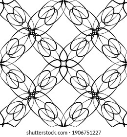 Nahtloses Muster im Jugendstil.Komplexes geometrisches Muster.Ein Muster aus feinen Linien.Zarter schwarzer Spitz auf weißem Hintergrund.Mesh Muster.Für die Dekoration von Stoff, Papier, Tapete und Verpackung.