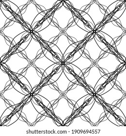 Seamless pattern in art Nouveau style.Complex geometric pattern.A pattern of fine lines.Delicate black lace on a white background.Mesh pattern.For decorating fabric, paper, Wallpaper, and packaging.