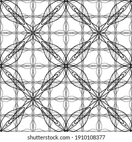 Seamless pattern in art Nouveau style.Complex geometric pattern.A pattern of fine lines.Delicate black lace on a white background.Mesh pattern.For decorating fabric, paper, Wallpaper, and packaging.