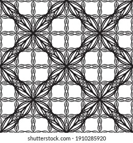 Seamless pattern in art Nouveau style.Complex geometric pattern.A pattern of fine lines.Delicate black lace on a white background.Mesh pattern.For decorating fabric, paper, Wallpaper, and packaging.
