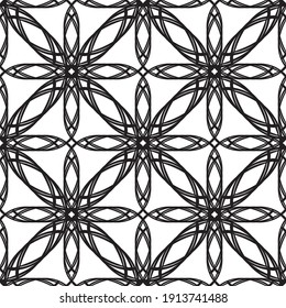 Seamless pattern in art Nouveau style.Complex geometric pattern.A pattern of fine lines.Delicate black lace on a white background.Mesh pattern.For decorating fabric, paper, Wallpaper, and packaging.