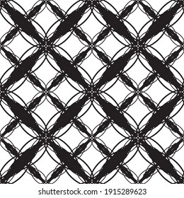 Seamless pattern in art Nouveau style.Complex geometric pattern.A pattern of fine lines.Delicate black lace on a white background.Mesh pattern.For decorating fabric, paper, Wallpaper, and packaging.
