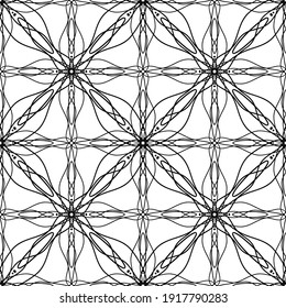 Seamless pattern in art Nouveau style.Complex geometric pattern.A pattern of fine lines.Delicate black lace on a white background.Mesh pattern.For decorating fabric, paper, Wallpaper, and packaging.