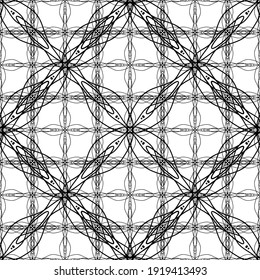 Seamless pattern in art Nouveau style.Complex geometric pattern.A pattern of fine lines.Delicate black lace on a white background.Mesh pattern.For decorating fabric, paper, Wallpaper, and packaging.