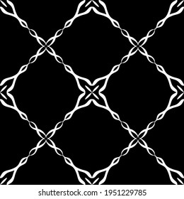 Seamless pattern in art Nouveau style.Complex geometric pattern.Mesh pattern.A pattern of fine lines.White ornament on a black background.For decorating fabric, paper, Wallpaper, and packaging.