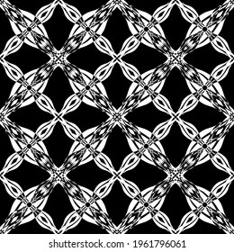 Seamless pattern in art Nouveau style.Complex geometric pattern.Mesh pattern.A pattern of fine lines.White ornament on a black background.For decorating fabric, paper, Wallpaper, and packaging.