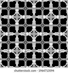 Seamless pattern in art Nouveau style.Complex geometric pattern.Mesh pattern.A pattern of fine lines.White ornament on a black background.For decorating fabric, paper, Wallpaper, and packaging.