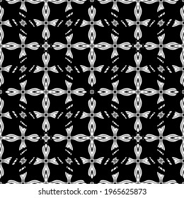 Seamless pattern in art Nouveau style.Complex geometric pattern.Mesh pattern.A pattern of fine lines.White ornament on a black background.For decorating fabric, paper, Wallpaper, and packaging.