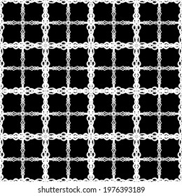Seamless pattern in art Nouveau style.Complex geometric pattern.Mesh pattern.A pattern of fine lines.White ornament on a black background.For decorating fabric, paper, Wallpaper, and packaging.