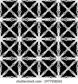 Seamless pattern in art Nouveau style.Complex geometric pattern.Mesh pattern.A pattern of fine lines.White ornament on a black background.For decorating fabric, paper, Wallpaper, and packaging.