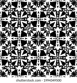 Seamless pattern in art Nouveau style.Complex geometric pattern.Mesh pattern.A pattern of fine lines.White ornament on a black background.For decorating fabric, paper, Wallpaper, and packaging.