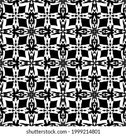 Seamless pattern in art Nouveau style.Complex geometric pattern.Mesh pattern.A pattern of fine lines.White ornament on a black background.For decorating fabric, paper, Wallpaper, and packaging.