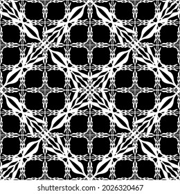 Seamless pattern in art Nouveau style.Complex geometric pattern.Mesh pattern.A pattern of fine lines.White ornament on a black background.For decorating fabric, paper, Wallpaper, and packaging.