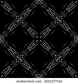 Seamless pattern in art Nouveau style.Complex geometric pattern.Mesh pattern.A pattern of fine lines.White ornament on a black background.For decorating fabric, paper, Wallpaper, and packaging.