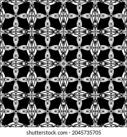 Seamless pattern in art Nouveau style.Complex geometric pattern.Mesh pattern.A pattern of fine lines.White ornament on a black background.For decorating fabric, paper, Wallpaper, and packaging.