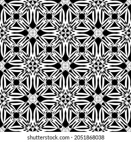 Seamless pattern in art Nouveau style.Complex geometric pattern.Mesh pattern.A pattern of fine lines.White ornament on a black background.For decorating fabric, paper, Wallpaper, and packaging.
