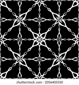 Seamless pattern in art Nouveau style.Complex geometric pattern.Mesh pattern.A pattern of fine lines.White ornament on a black background.For decorating fabric, paper, Wallpaper, and packaging.