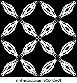 Seamless pattern in art Nouveau style.Complex geometric pattern.Mesh pattern.A pattern of fine lines.White ornament on a black background.For decorating fabric, paper, Wallpaper, and packaging.