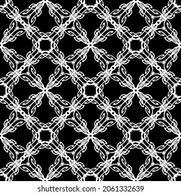 Seamless pattern in art Nouveau style.Complex geometric pattern.Mesh pattern.A pattern of fine lines.White ornament on a black background.For decorating fabric, paper, Wallpaper, and packaging.