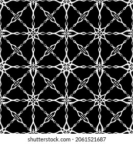 Seamless pattern in art Nouveau style.Complex geometric pattern.Mesh pattern.A pattern of fine lines.White ornament on a black background.For decorating fabric, paper, Wallpaper, and packaging.