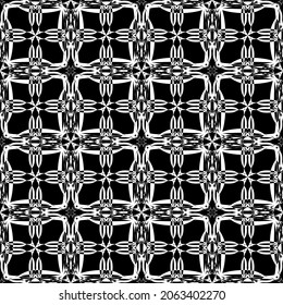 Seamless pattern in art Nouveau style.Complex geometric pattern.Mesh pattern.A pattern of fine lines.White ornament on a black background.For decorating fabric, paper, Wallpaper, and packaging.