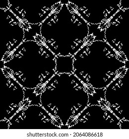 Seamless pattern in art Nouveau style.Complex geometric pattern.Mesh pattern.A pattern of fine lines.White ornament on a black background.For decorating fabric, paper, Wallpaper, and packaging.