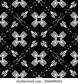 Seamless pattern in art Nouveau style.Complex geometric pattern.Mesh pattern.A pattern of fine lines.White ornament on a black background.For decorating fabric, paper, Wallpaper, and packaging.