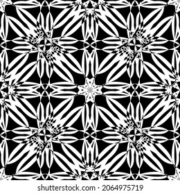 Seamless pattern in art Nouveau style.Complex geometric pattern.Mesh pattern.A pattern of fine lines.White ornament on a black background.For decorating fabric, paper, Wallpaper, and packaging.