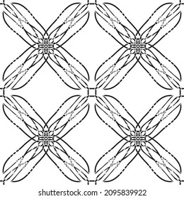 Seamless pattern in art Nouveau style.Complex geometric pattern.A pattern of fine lines.Delicate black lace on a white background.Mesh pattern.For decorating fabric, paper, Wallpaper, and packaging.
