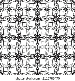 Seamless pattern in art Nouveau style.Complex geometric pattern.A pattern of fine lines.Delicate black lace on a white background.Mesh pattern.For decorating fabric, paper, Wallpaper, and packaging.