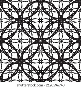 Seamless pattern in art Nouveau style.Complex geometric pattern.A pattern of fine lines.Delicate black lace on a white background.Mesh pattern.For decorating fabric, paper, Wallpaper, and packaging.