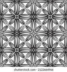 Patrón inmaculado en estilo Art Nouveau.Patrón geométrico complejo.Patrón de líneas finas.Lugar negro delgado sobre un fondo blanco.Patrón de malla.Para la decoración de tejidos, papel, papel pintado y empaque.